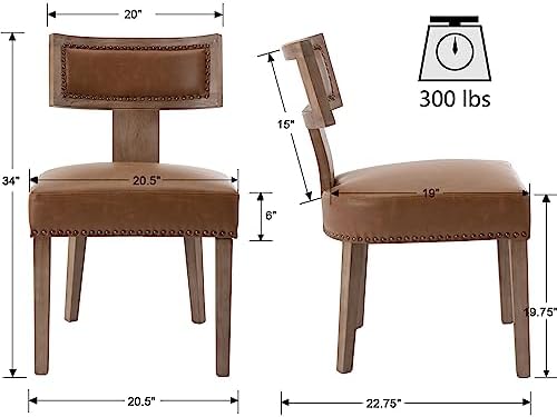 VESCASA Mid Century Modern Dining Chairs Set of 2, Upholstered Leather Dining - Image 2
