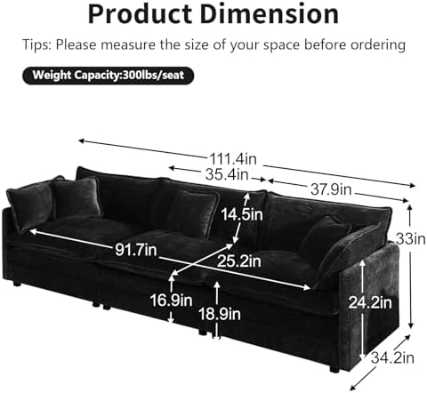 GNIXUU 111.5“ Chenille Modular Sectional Sofa - Image 2