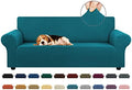 KEKUOU Stretch Couch Covers for Sofa, 3 Cushion Couch Slipcover, Peacock Blue by KEKUOU