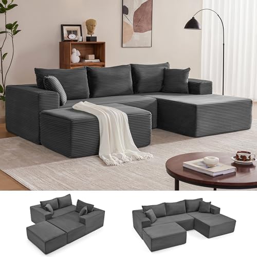 Mangodan 110” Cloud Sectional Couch, Boneless Sofa by Mangodan
