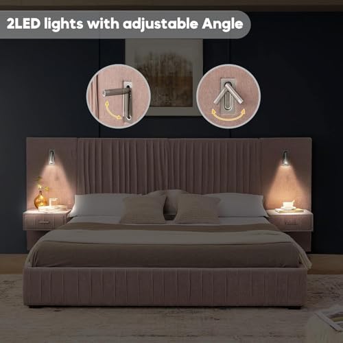 King Size Chenille Platform Bed - Image 4