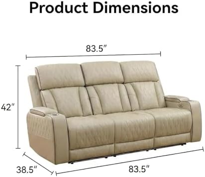 Power Recliner Sofa with LED Lights, Leather Power Reclining Sofa, Living Room - Image 2
