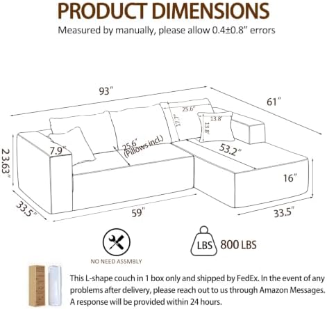93" Boneless Couch, Modular Sectional Sofa - Image 2