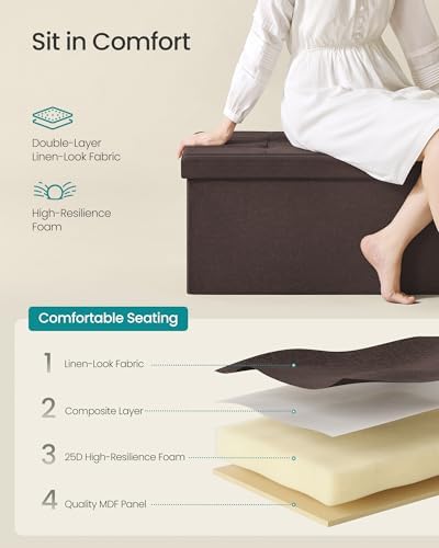 SONGMICS 43.3 Inches Folding Storage Ottoman Bench, Load 660 lb - Image 6