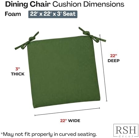 RSH DECOR Outdura Foam Chair Cushions Set of 2 | 22x22x3 | All-Weather Square - Image 3