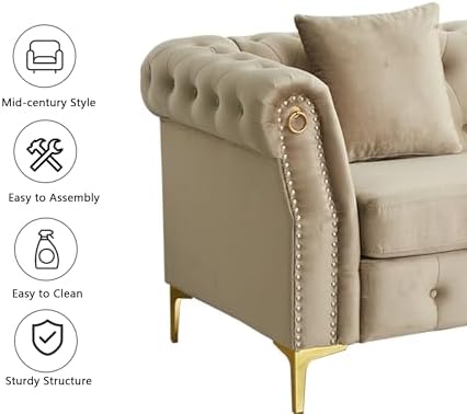 Hybition 3-Piece Living Room Sofa Set, Tufted Design - Image 5