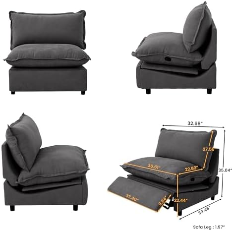 Power Recliner Middle Sofa Seat, Cloud Modular Sofa Seat, Heated Seat Cushion - Image 2