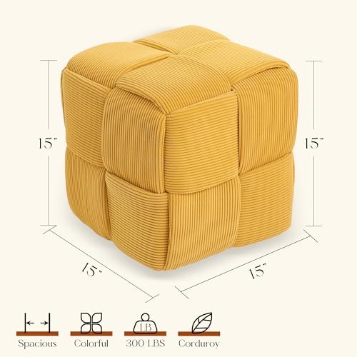 Cmishe 15" Square Woven Corduroy Ottoman Footrest - Image 3