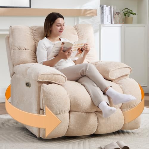 Oversized Power Swivel Rocker Recliner Chair by GARTMILAN