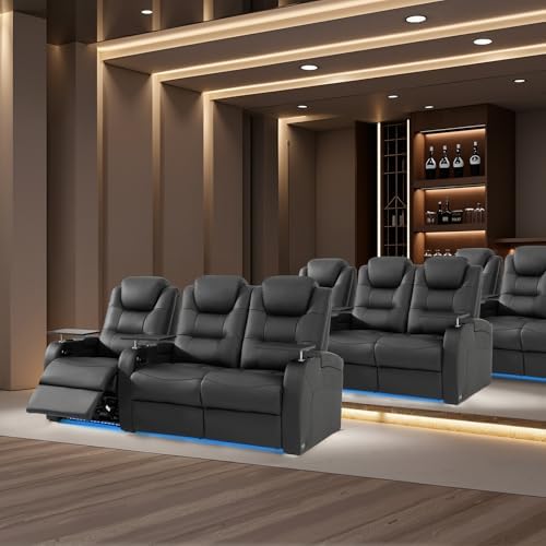 comfiroom Home Theater Seating, Top-Grain Leather Power Recliner Chair - Image 2