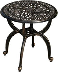 Cast Aluminum Outdoor Side Table, All Weather Round Small Coffee Table by Unknown