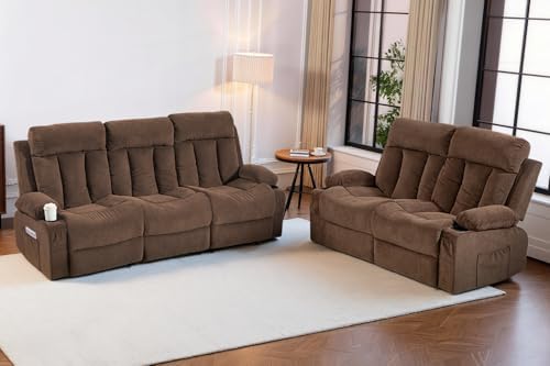 2 Piece Manual Recliner Sofa Set, Loveseat & Chair by WINVO