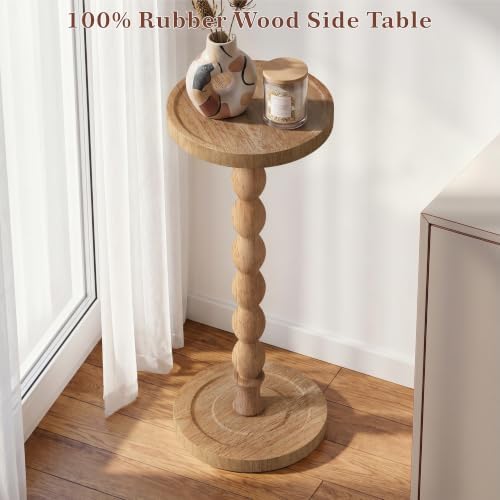 Small Round Side Table, Rubberwood‌ Drink Table - Image 4