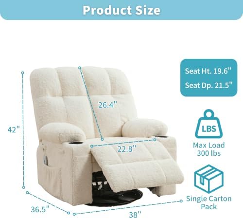 IDEALHOUSE Oversized Rocking Recliner Chair - Image 2