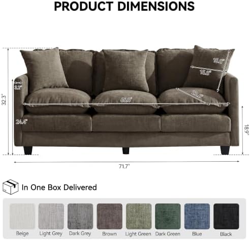 72'' Cloud 3 Seater Couch, Cloud Sofa - Image 2