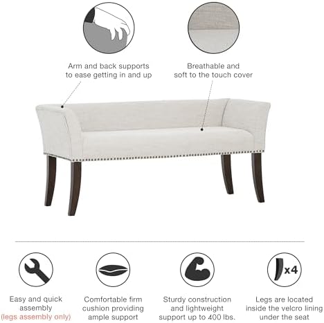 Madison Park Accent Bench for Living Room, Upholstered - Image 5