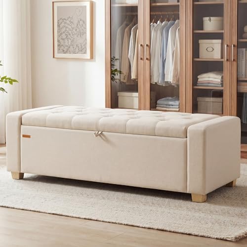 SONGMICS Storage Ottoman, 48 Inches Long Bed End Stool, Solid Wood Legs by SONGMICSbySONGMICSHOME