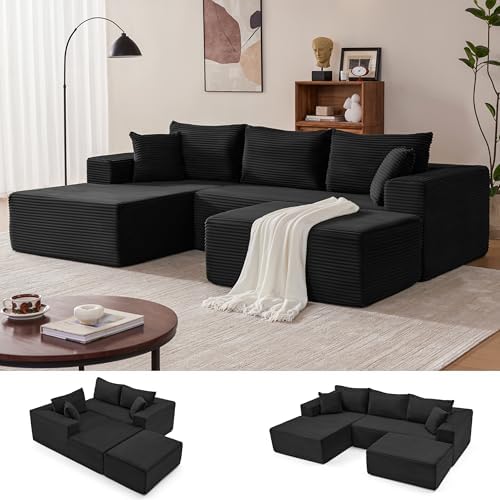 Mangodan 110” Cloud Sectional Couch, Modular Sectional Sofa by Mangodan