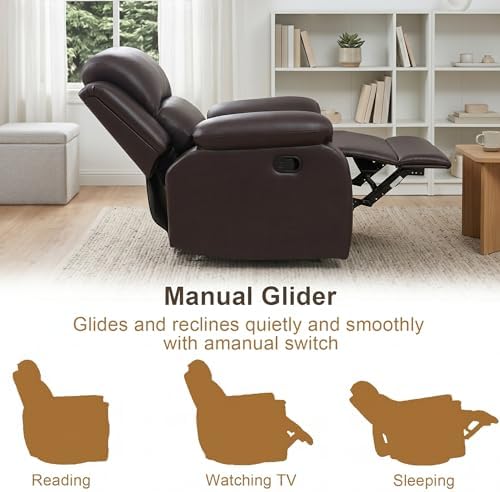 Leather Recliner Chair, a Manual Recliner 1 Seat, Living Room Reclining Sofa - Image 2