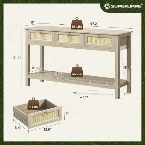 SUPERJARE Rattan Console Sofa Table - Image 2