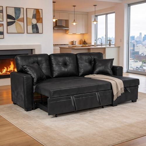 Eafurn Tufted Sectional Sleeper Sofa Pull Out Couch Bed - Image 3