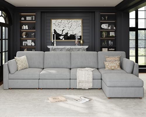 Oversized Modular Sectional Sofa L-Shaped Cloud Couches Gray by Kalafini