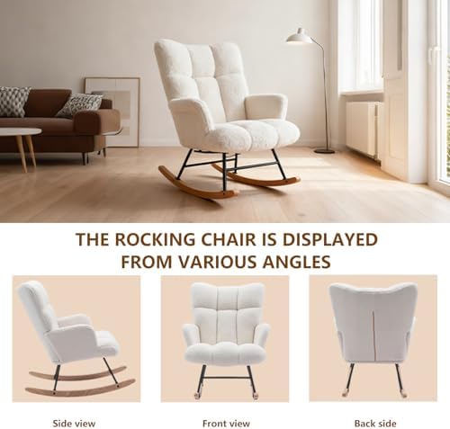 Nurseny Rocking Chair, Upholstered Glider Rocker Accent Chair - Image 3