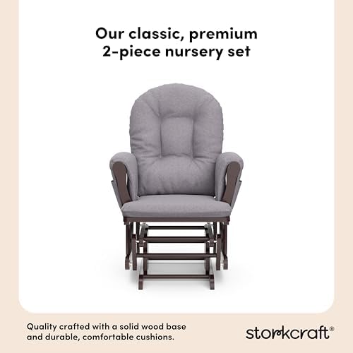 Storkcraft Premium Hoop Glider & Ottoman, Espresso/Gray Swirl - Image 5