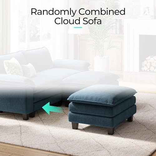 LINSY HOME 90'' Modular Sectional Sofa 2 Seat Couch Corduroy Cloud Couch - Image 6