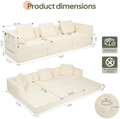 COMAX Futon Sofa Bed, Convertible Sofa Bed, Folding Boneless Couches - Image 3