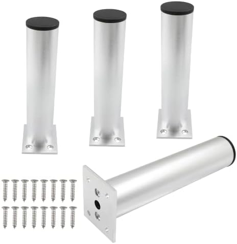 4-Pcs Adjustable Aluminum Alloy Furniture Legs 7" Height Silver by Kyuionty