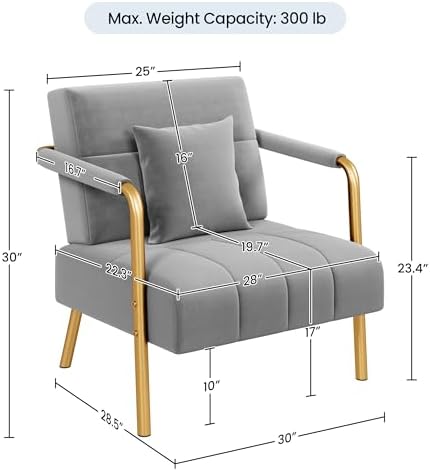 Yaheetech 30" Accent Chair Velvet Armchair - Image 3