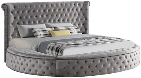 First of a Kind Circle Velvet Tufted Upholstered Platform Storage Bed by FirstofaKind