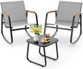 Aiho 3 Piece Patio Bistro Set, Textilene Rocking Chairs by AIHO