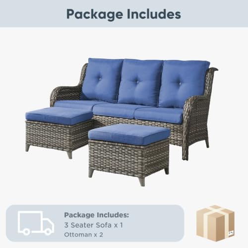 Belord 3-Piece PE Wicker Outdoor Sofa - Image 6