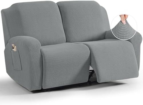 TAOCOCO Oversized Stretch Loveseat Recliner Covers 6 Piece, Dusty Grey by TAOCOCO