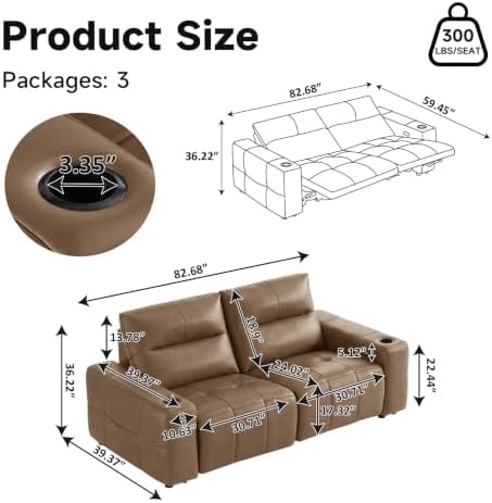 Power Reclining Loveseat Zero Gravity Genuine Leather Sofa - Image 2