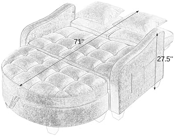 ERYE Chenille Tufted Loveseat Sofa and Ottoman Set - Image 2