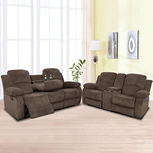 A Ainehome Living Room Furniture Set Leather Recliner Sofa Set Loveseat Chair - Image 3
