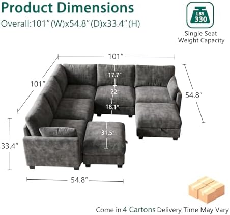 Modular Sectional Sofa, Oversized V-Shaped Couch - Image 3