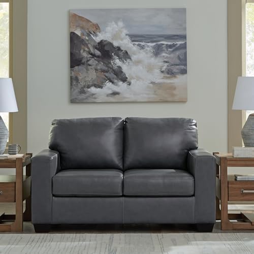 Signature Design by Ashley Blue Small Leather Loveseat - Image 2