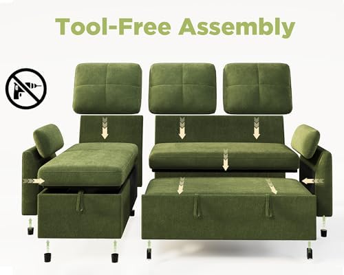 VanAcc Sleeper Sofa with Storage, Sofa Bed with Pull Out Couch - Image 4