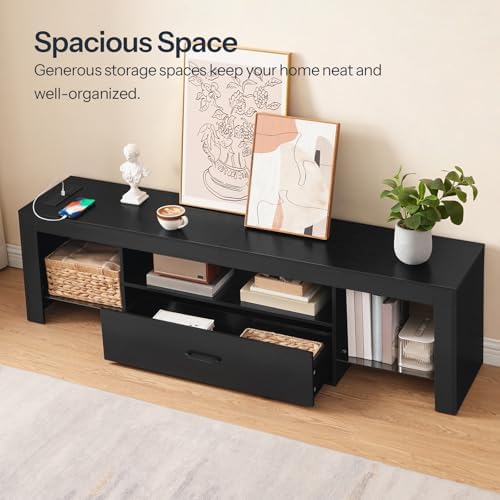 HOOBRO LED TV Stand with Power Outlets to 65 inch TV, Gaming Entertainment - Image 5