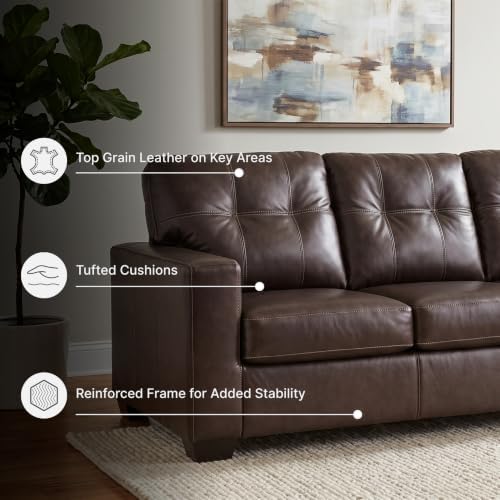 Signature Design by Ashley Queen Pull Out Couch, Leather & Faux Leather - Image 4