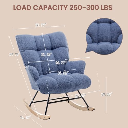 SAETSFEG Nursery Rocking Chair Teddy, Upholstered Glider Rocker - Image 2