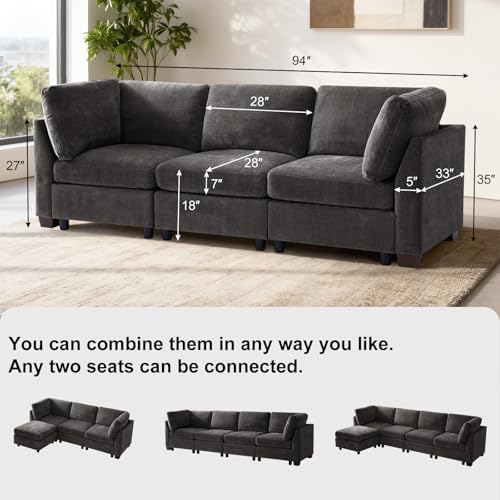 EDILLY 94 inches Oversized Modular Sectional Fabric Cloud Sofa Set, Extra Large - Image 2