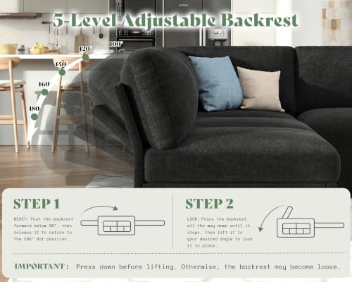 AMERLIFE Sofa Bed, 3-in-1 Sleeper Sofa, Pull Out Couch Loveseat-Black - Image 4