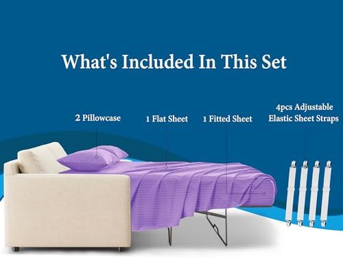 800 Series 100% Egyptian Cotton Sleeper Sofa Bed Sheet Set Stripe Twin Size - Image 3