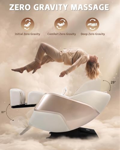 4D Massage Chair Full Body Zero Gravity SL Track Recliner，Beige - Image 6