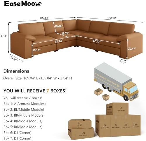 EASE MOOSE Modular Sectional Sofa, L Shaped Leather Sectional Couch - Image 2